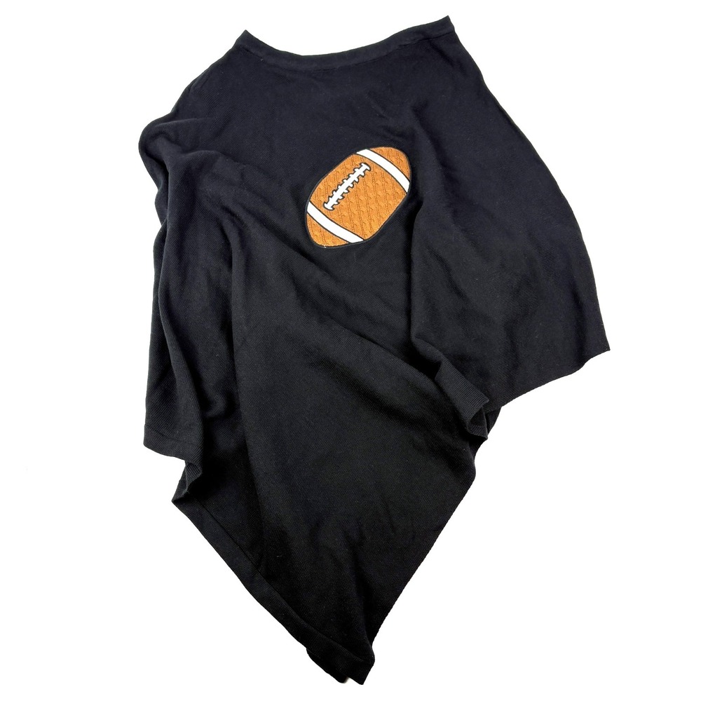 NWT‎ Top it Off Cotton Blend Football Poncho Womens 0/S Black NFL College Preppy